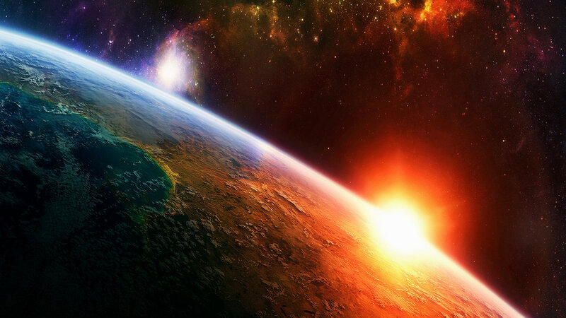 Earth from Space — Blue, Dramatic, Sunset