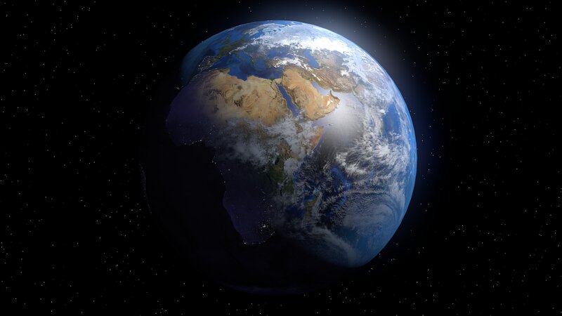 Earth from Space — Blue, Serene, 3d Render, Africa, Clouds