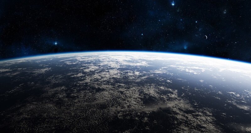 Earth from Space — Blue, Serene, 3d Render, Clouds, Stars
