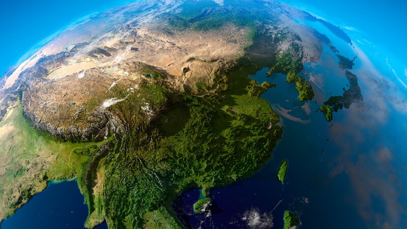 Earth from Space — Blue, Serene, 3d Render, Continent, Ocean, Clouds