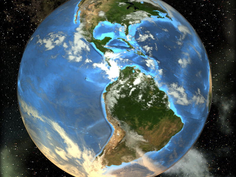 Earth from Space — Blue, Serene, 3d Render, Planet, Continents, Clouds