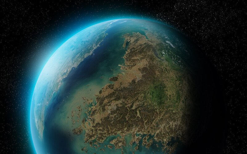 Earth from Space — Blue, Serene, 3d Render, Planet, Oceans