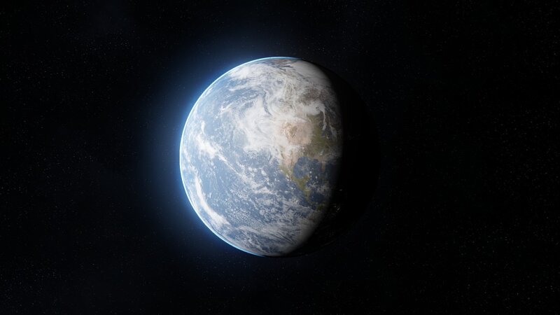 Earth from Space — Blue, Serene, 3d Render, Planet, Stars, Clouds