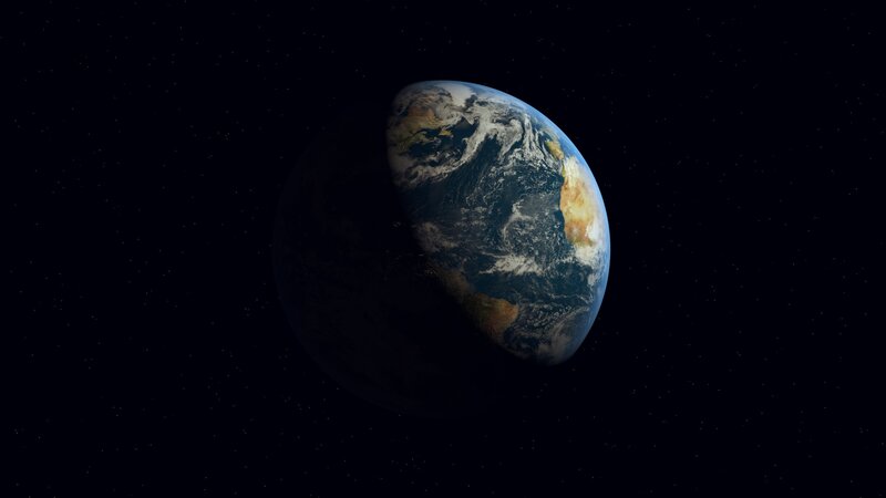 Earth from Space — Blue, Serene, 3d Render, Planet, Stars, Clouds, White
