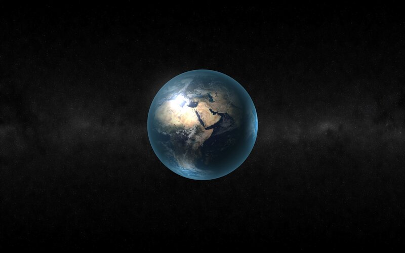 Earth from Space — Blue, Serene, 3d Render, Planet, Stars, Galaxy