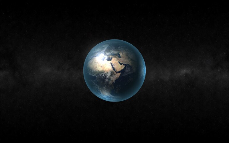 Earth from Space — Blue, Serene, 3d Render, Planet, Stars