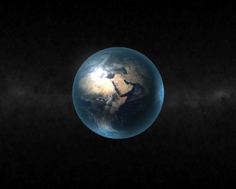 Earth from Space — Blue, Serene, 3d Render, Stars, Clouds, Continent, Black