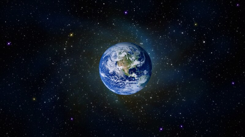 Earth from Space — Blue, Serene, 3d Render, Stars, Clouds, Continents, White