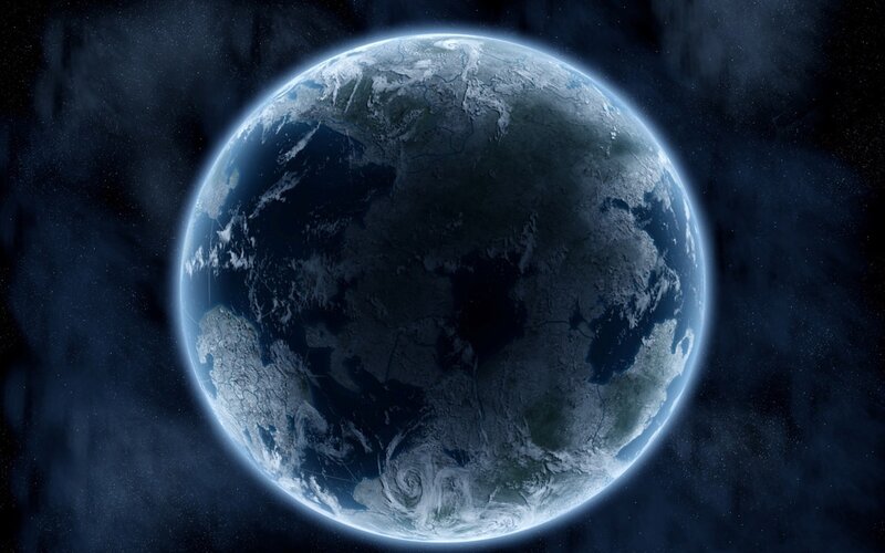 Earth from Space — Blue, Serene, 3d Render, Stars, Clouds, Ocean