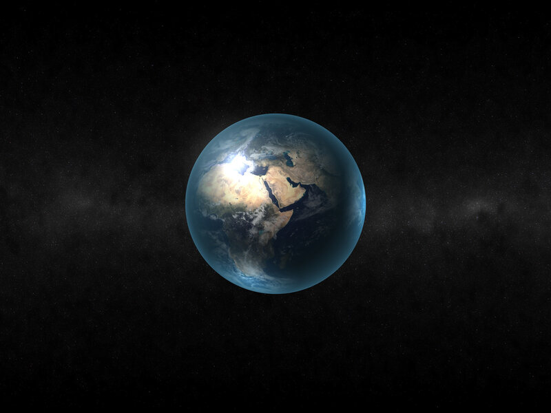 Earth from Space — Blue, Serene, 3d Render, Stars, Continent, Clouds