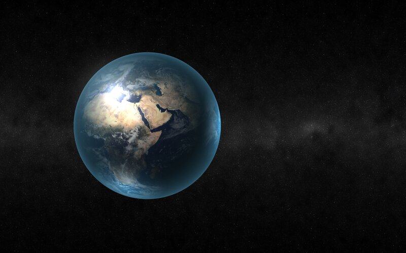 Earth from Space — Blue, Serene, 3d Render, Stars, Continent