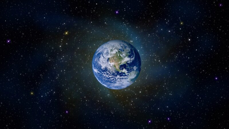 Earth from Space — Blue, Serene, 3d Render, Stars, Planet, White
