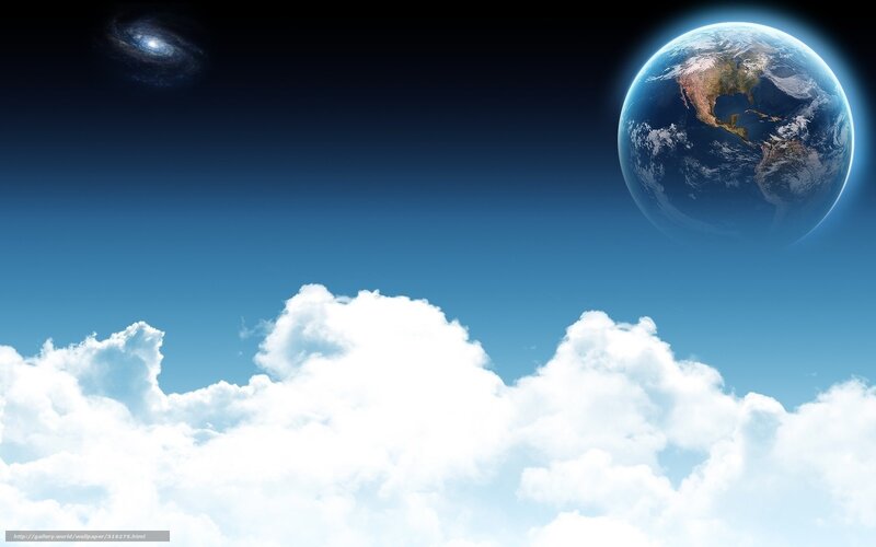 Earth from Space — Blue, Serene, Digital Art, Clouds, Galaxy