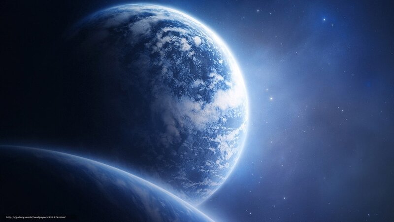 Earth from Space — Blue, Serene, Digital Art, Planet, Clouds