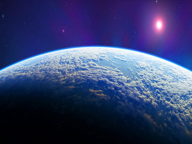 Earth from Space — Blue, Serene, Digital Art, Planet