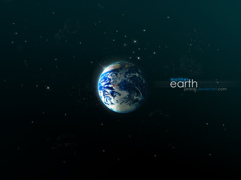 Earth from Space — Blue, Serene, Digital Art, Stars, Black, White