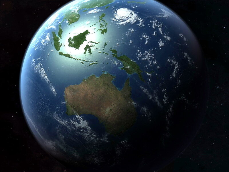 Earth from Space — Blue, Serene, Night, 3d Render, Australia