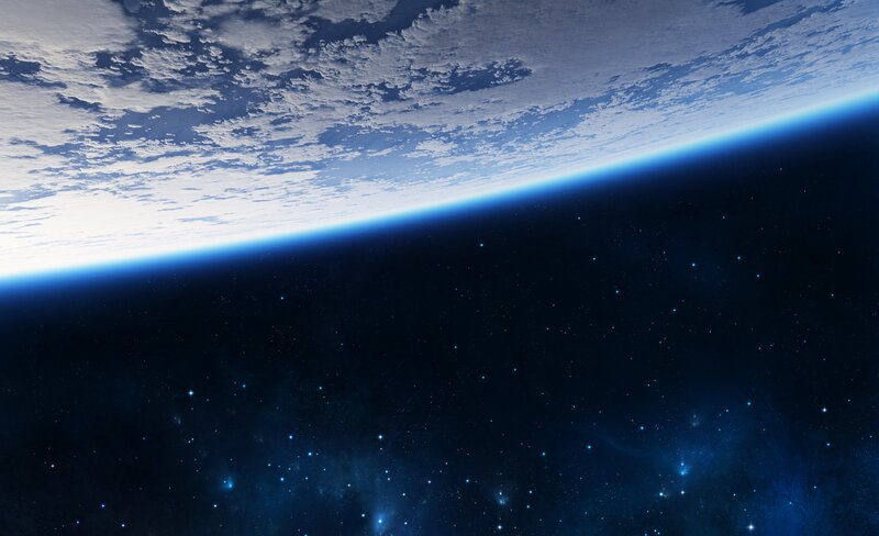 Earth from Space — Blue, Serene, Night, 3d Render, Clouds, Stars