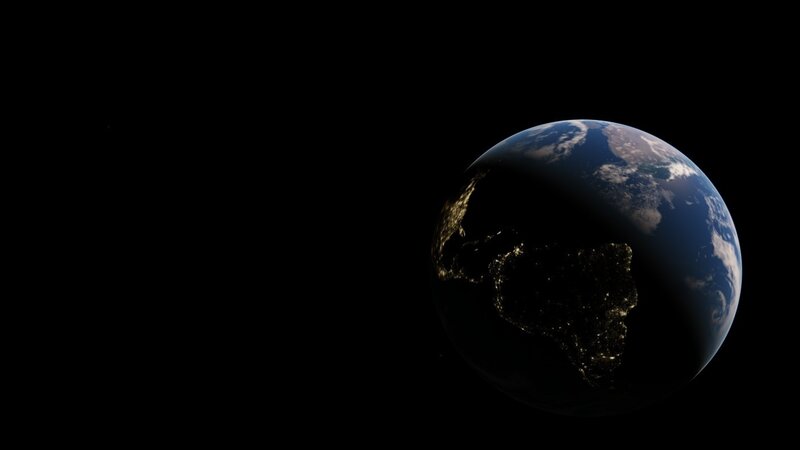 Earth from Space — Blue, Serene, Night, 3d Render, Continent