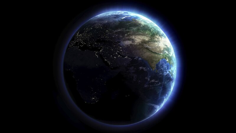Earth from Space — Blue, Serene, Night, 3d Render, Night Lights, Continent
