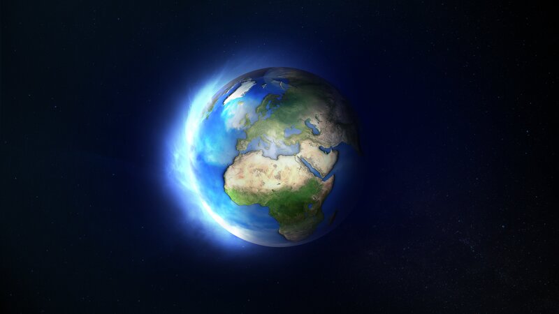Earth from Space — Blue, Serene, Night, 3d Render, Planet, Stars, Atmosphere