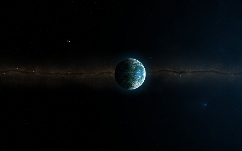 Earth from Space — Blue, Serene, Night, Digital Art, Planet, Galaxy