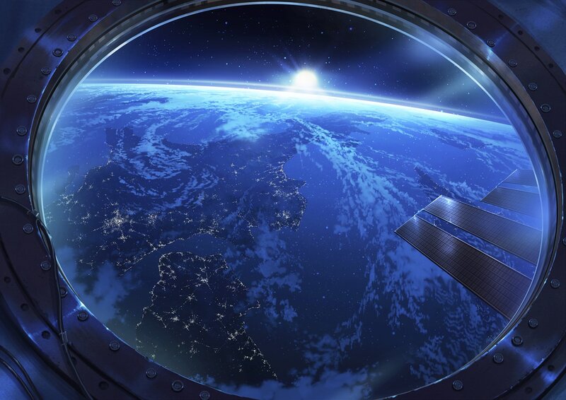 Earth from Space — Blue, Serene, Night, Digital Art, Solar Panel