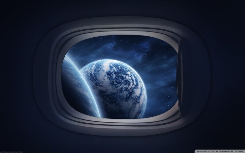 Earth from Space — Blue, Serene, Night, Digital Art
