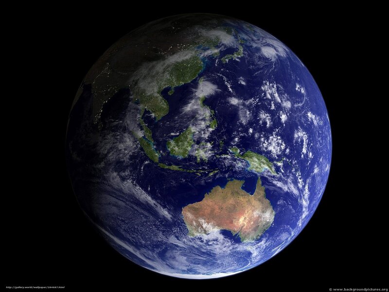 Earth from Space — Blue, Serene, Night, Photograph, Australia, Asia, Clouds