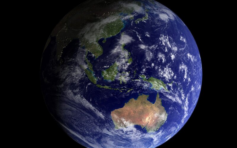 Earth from Space — Blue, Serene, Night, Photograph, Australia, Asia