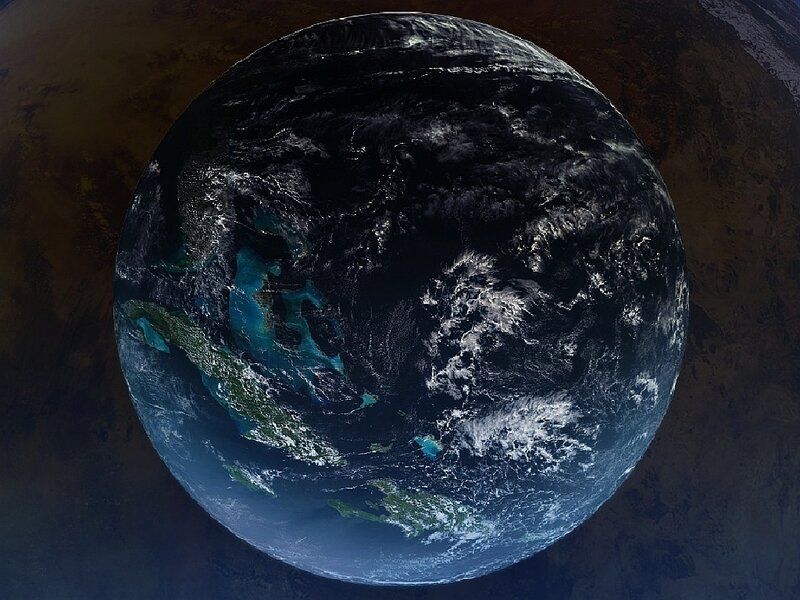 Earth from Space — Blue, Serene, Night, Photograph, Clouds