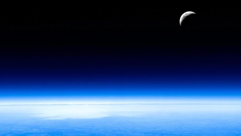 Earth from Space — Blue, Serene, Night, Photograph, Moon, Clouds