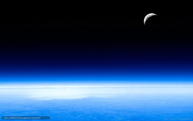 Earth from Space — Blue, Serene, Night, Photograph, Moon