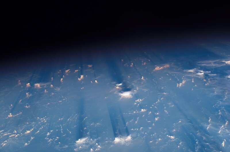 Earth from Space — Blue, Serene, Photograph, Clouds, Atmosphere, Sunbeams