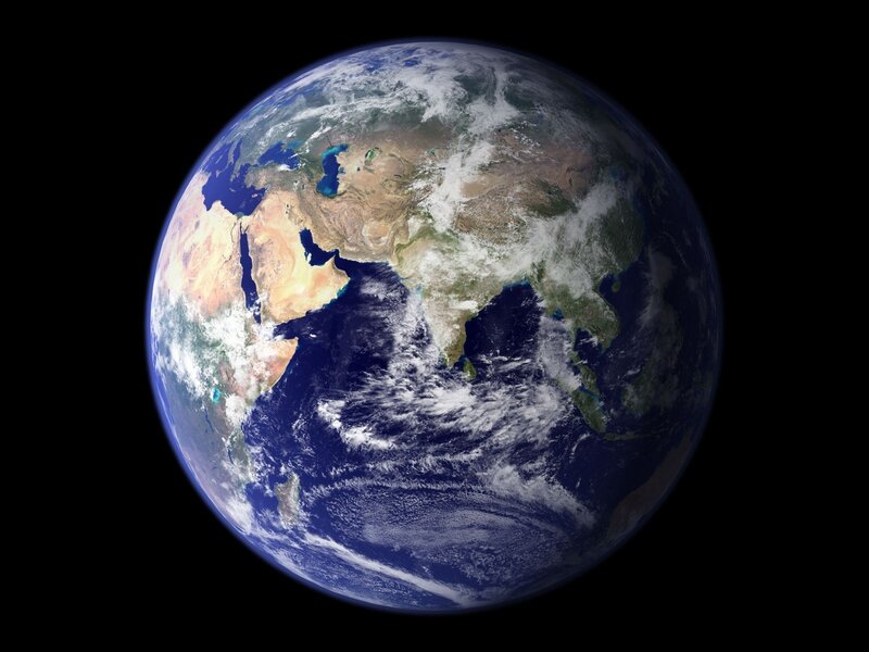 Earth from Space — Blue, Serene, Photograph, Clouds, Continents, Oceans, White