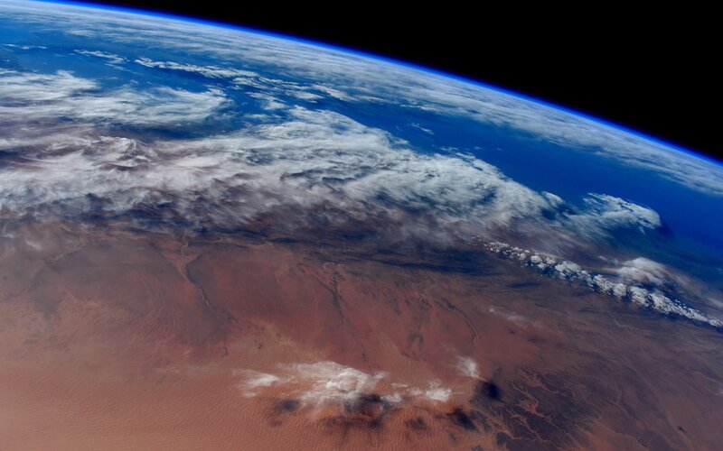 Earth from Space — Blue, Serene, Photograph, Clouds, Desert