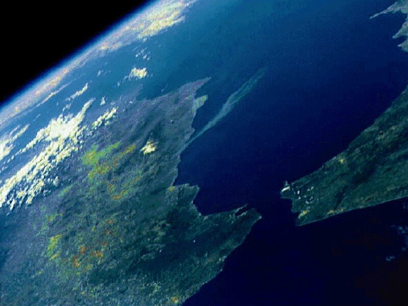 Earth from Space — Blue, Serene, Photograph, Clouds, Landmass, Ocean, Green, White