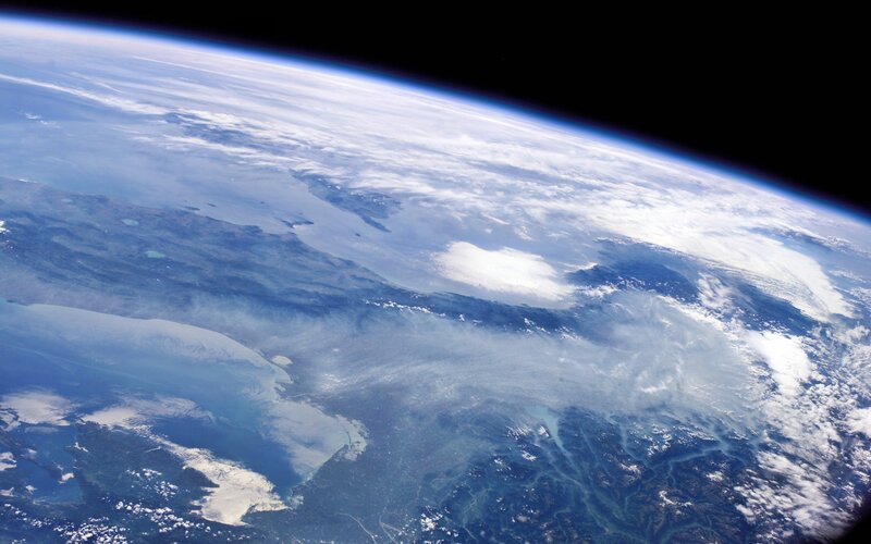 Earth from Space — Blue, Serene, Photograph, Clouds, Landmass