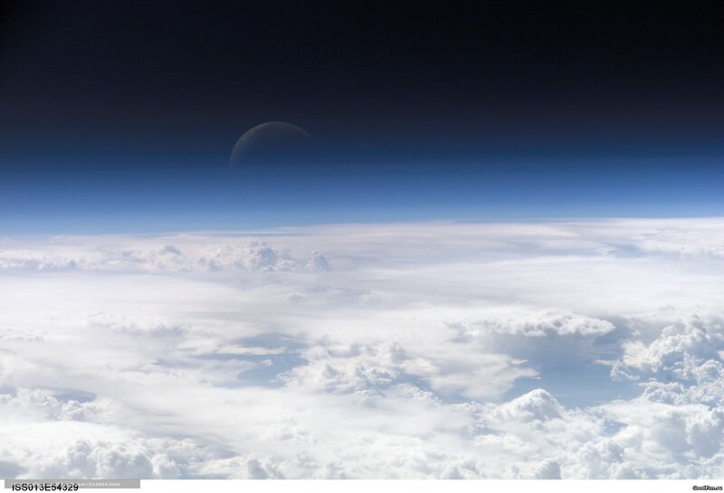 Earth from Space — Blue, Serene, Photograph, Clouds, Moon, Atmosphere