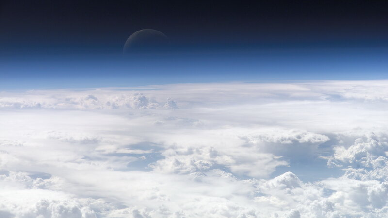 Earth from Space — Blue, Serene, Photograph, Clouds, Moon
