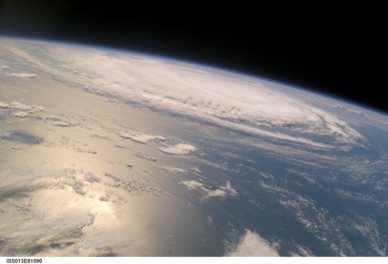 Earth from Space — Blue, Serene, Photograph, Clouds, Ocean, Atmosphere, White, Black, Iss013e81590