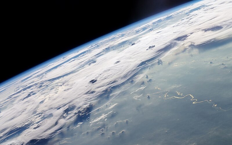 Earth from Space — Blue, Serene, Photograph, Clouds, Ocean, River