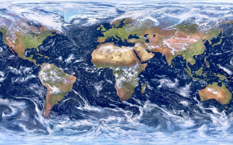 Earth from Space — Blue, Serene, Photograph, Continents, Oceans, Clouds