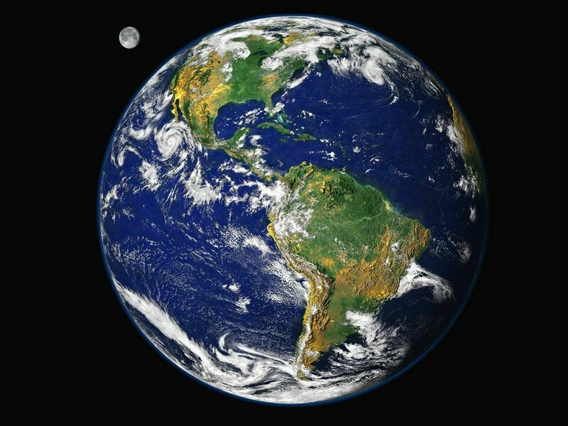 Earth from Space — Blue, Serene, Photograph, Moon