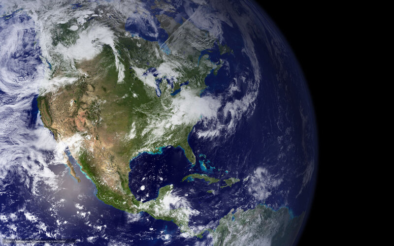 Earth from Space — Blue, Serene, Photograph, North America, Clouds, Ocean, Continent