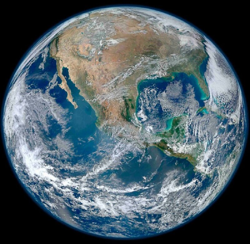 Earth from Space — Blue, Serene, Photograph, North America, Clouds, Oceans