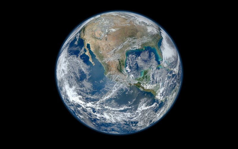 Earth from Space — Blue, Serene, Photograph, North America, South America, Clouds