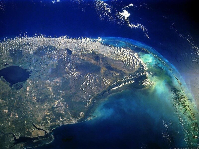 Earth from Space — Blue, Serene, Photograph, Ocean, Landmass, Clouds, Green