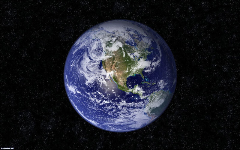 Earth from Space — Blue, Serene, Photograph, Stars, Clouds, Continents, Green