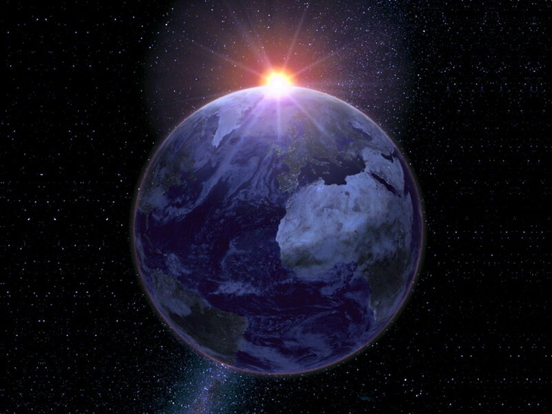 Earth from Space — Blue, Serene, Sunrise, 3d Render
